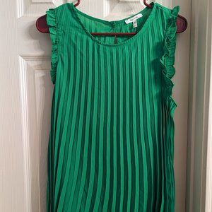 Pleated Green Sleeveless Maurices Blouse